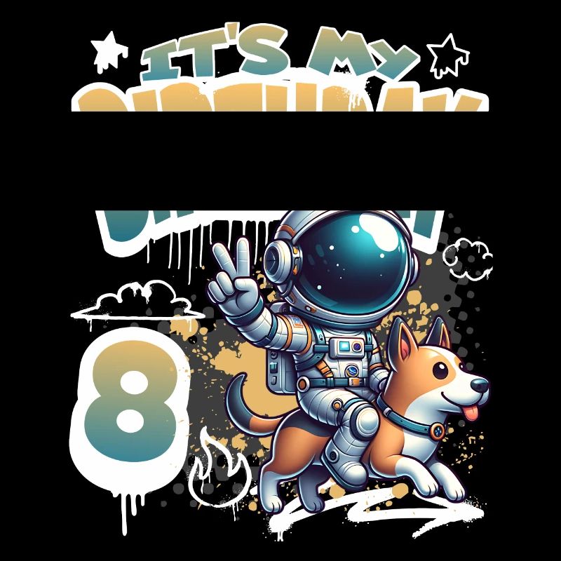 Astronaute 8e anniversaire Chien de l'espace drôle