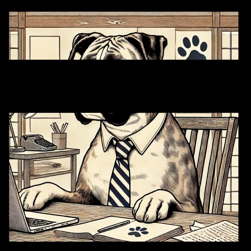 Boxer au bureau - style ukiyo-e