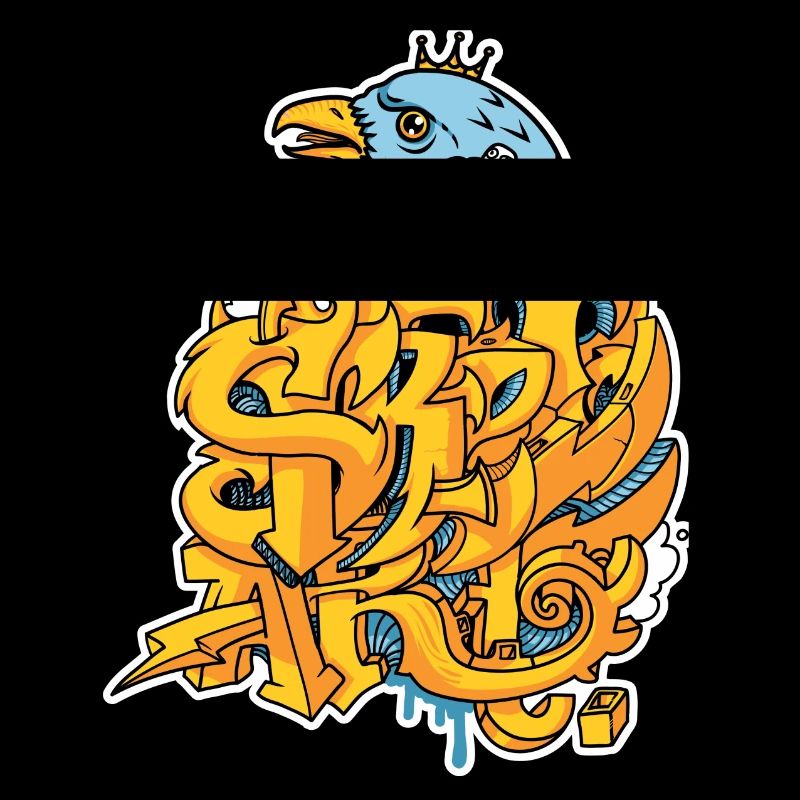 Graffiti street art with eagle and crown