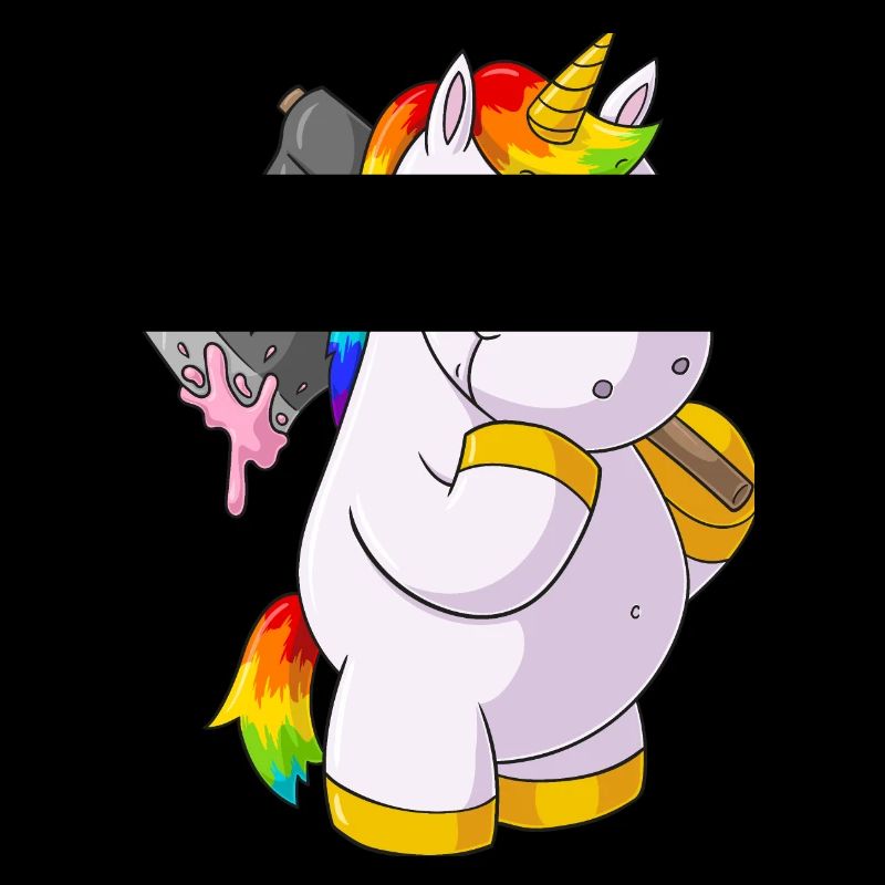 Comic Einhorn mit Axt