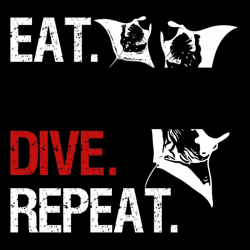 Eat Sleep Dive Repeat - Manta Schwarm