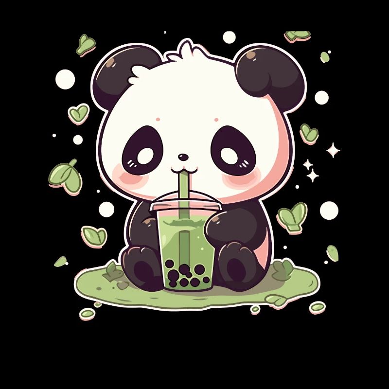 Kawaii Panda Drinks Boba Bubble Tea Chibi
