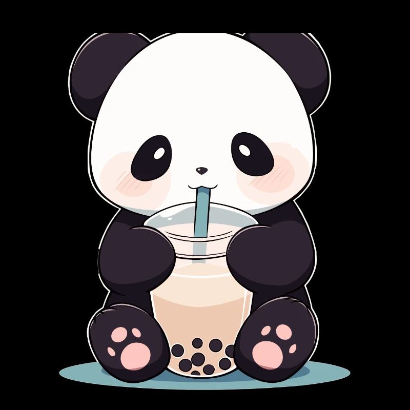 Kawaii Panda boit Boba Bubble Tea Chibi