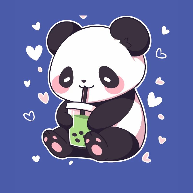 Kawaii Panda Drinks Boba Bubble Tea Chibi