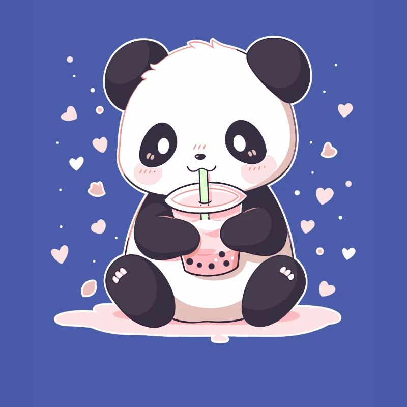 Kawaii Panda Drinks Boba Bubble Tea Chibi