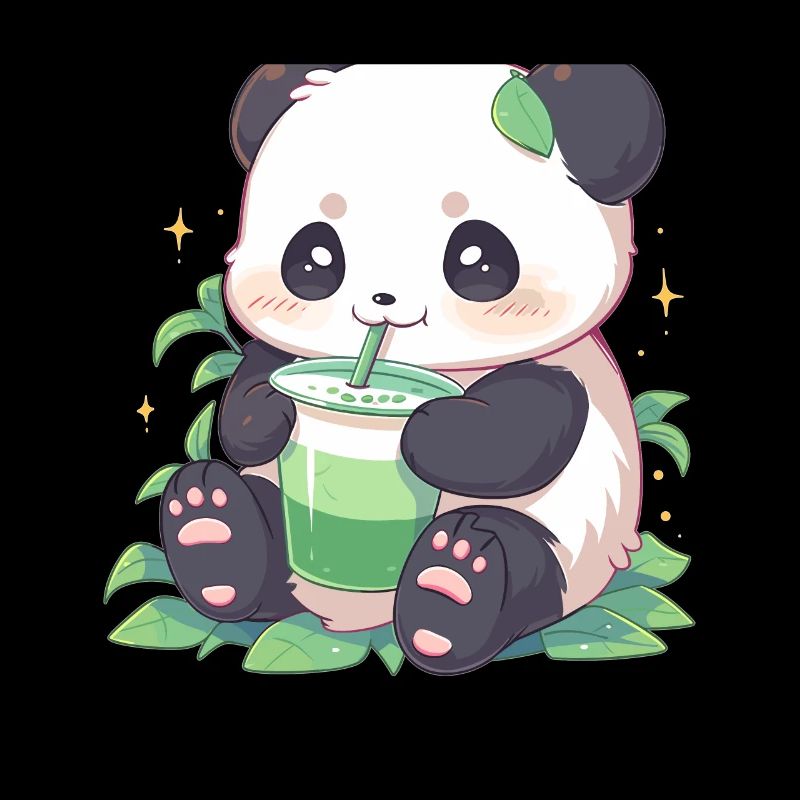 Kawaii Panda Drinks Boba Bubble Tea Chibi