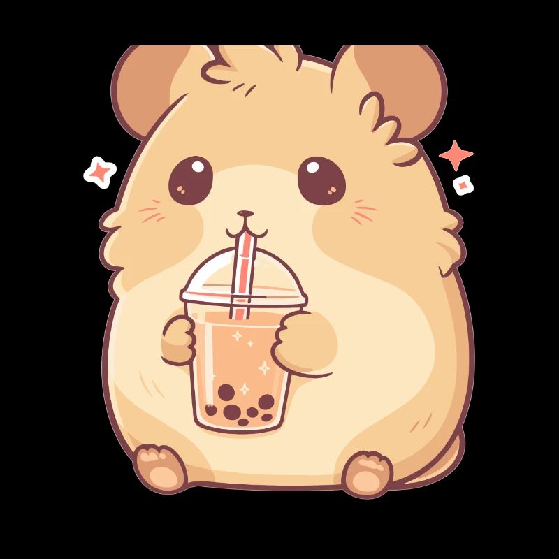 Kawaii Hamster Drinks Boba Bubble Tea Chibi