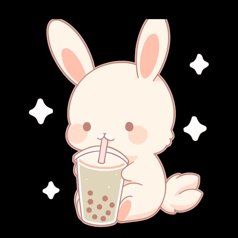 Kawaii Bunny Drinks Boba Bubble Tea Chibi