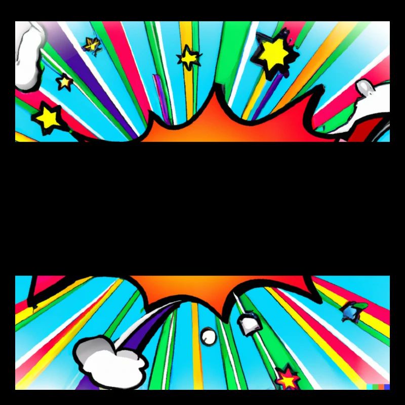 regenbogenstrahl comic style mit kaboom