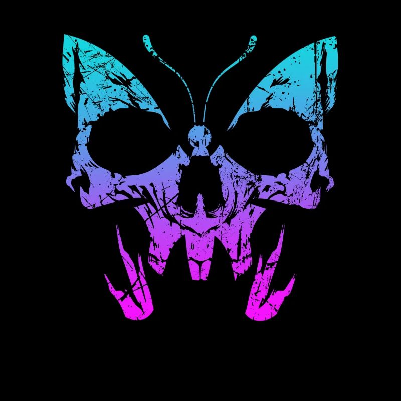 Gothic Butterfly Skull Bones Skeleton Death Grave