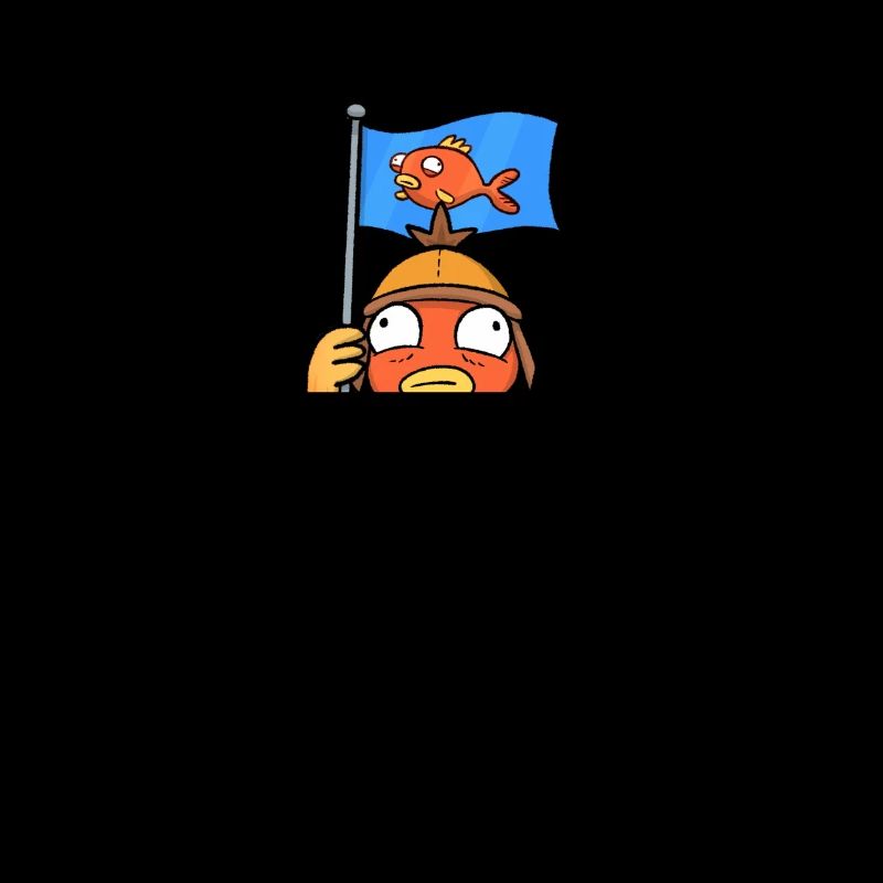 Fish Boy with a fish flag cartoon