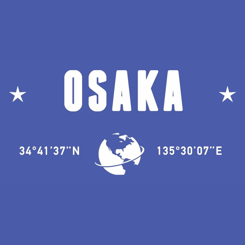 Osaka Japan Coordinates Planet Earth White