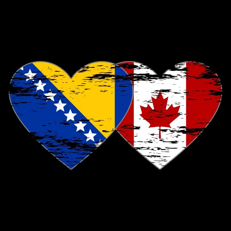 Coeur de drapeau de la Bosnie et du Canada utilisé