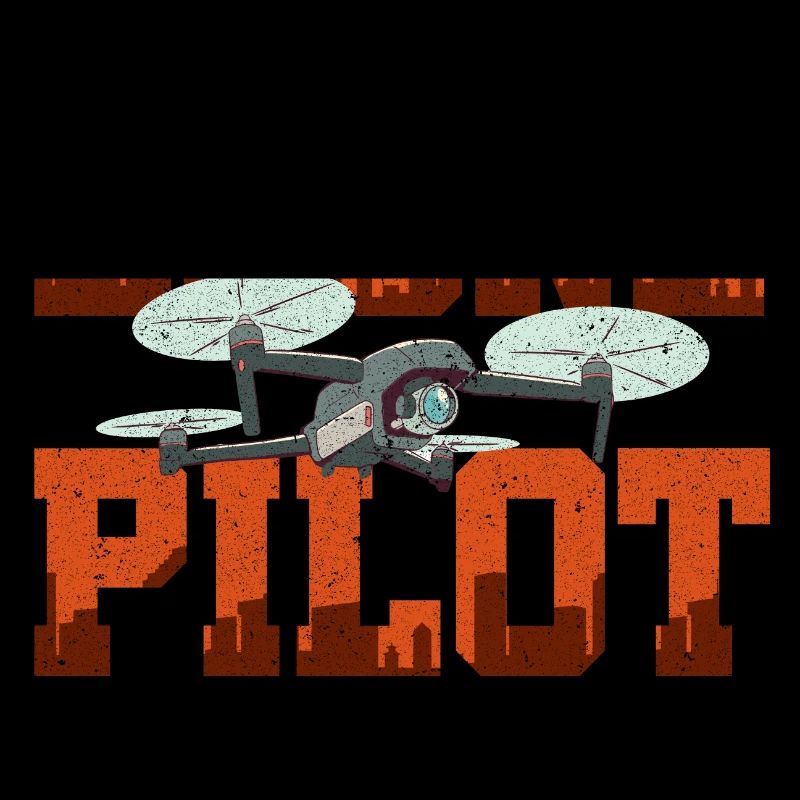 Pilot Graphic Drone Flying Quadcopter Pilot RC Dro