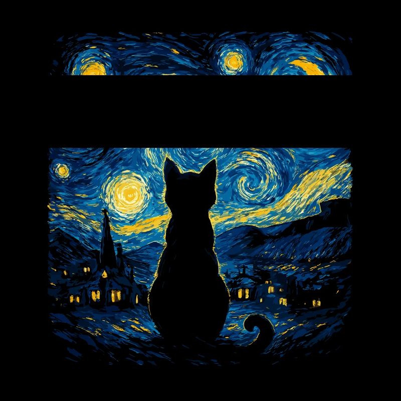 Cat Silhouette Starry Night