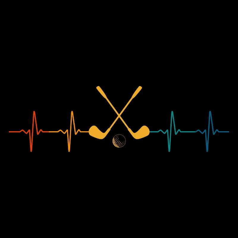 ECG Heartbeat Graphic Golf Player Golfing Golfer D