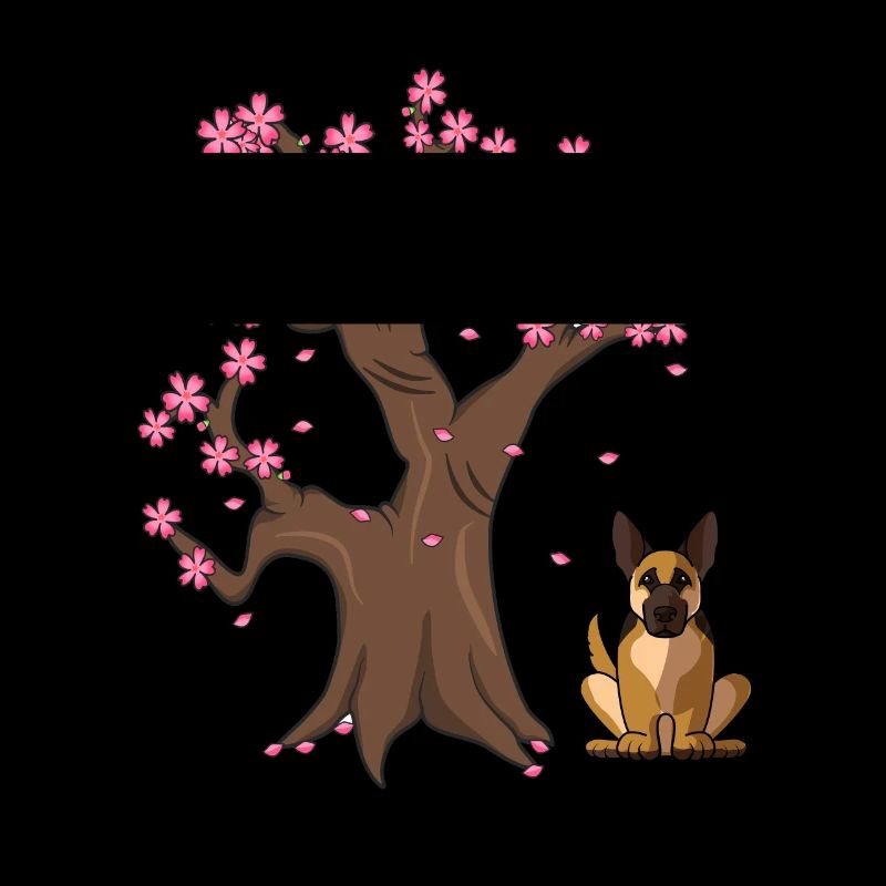 Deutscher Schäferhund Japanischer Kirschblütenbaum