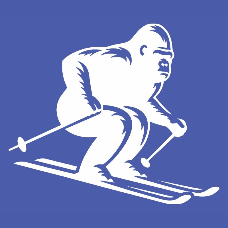 Monkey Gorilla Chimpanzee Ski Silhouette Design