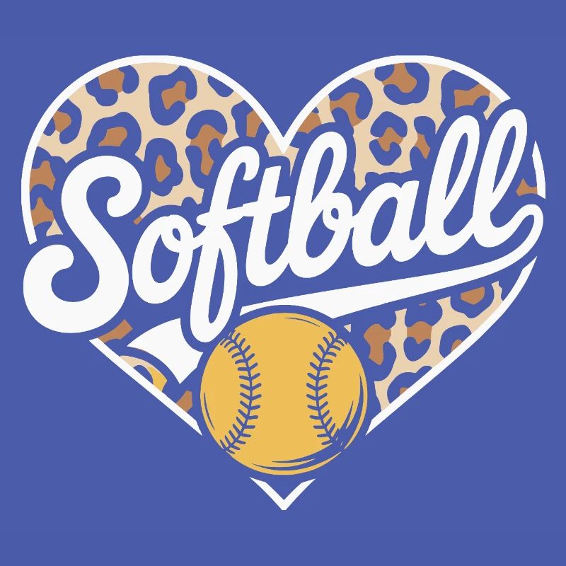 Leopard pattern softball heart design