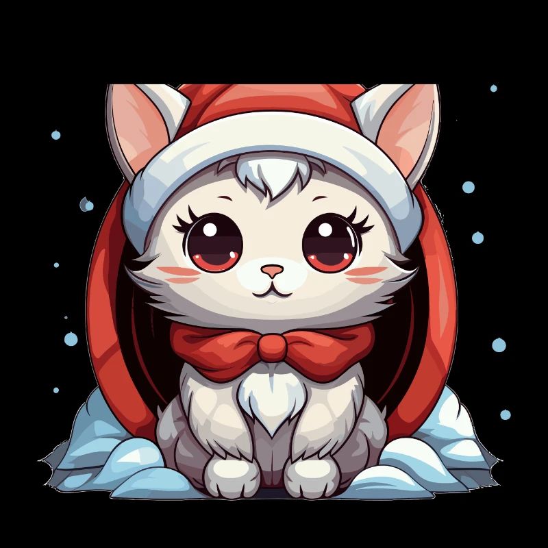 Design de Noël de chat - Style Kawaii