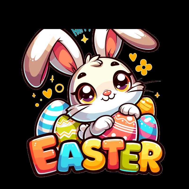 Joyeuses Pâques - Illustration de lapin de Pâques