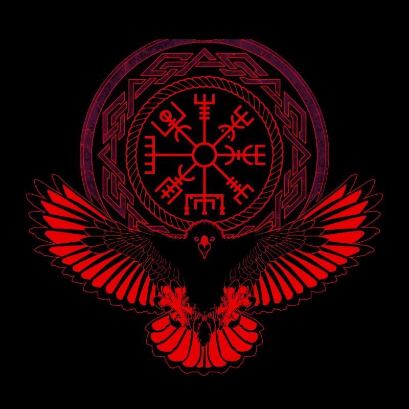 Eagle with Vegvisir symbol