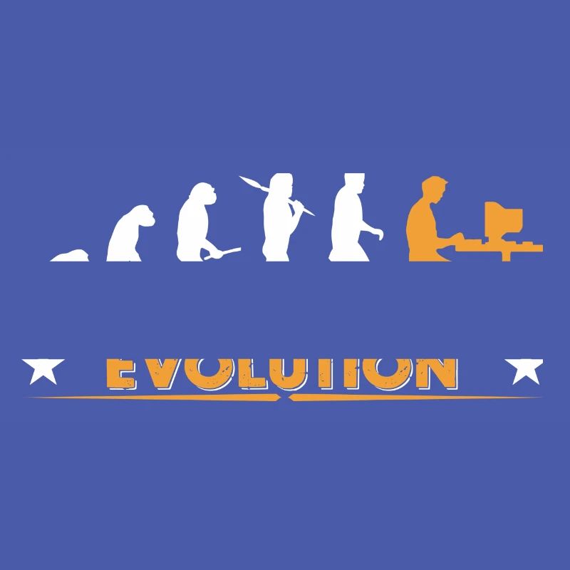 Computer Nerd Evolution - orange/weiss