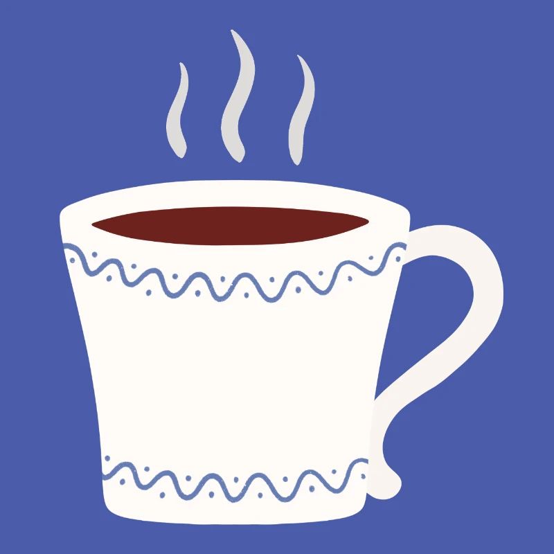 Steaming Mug with Blue Wave Trim