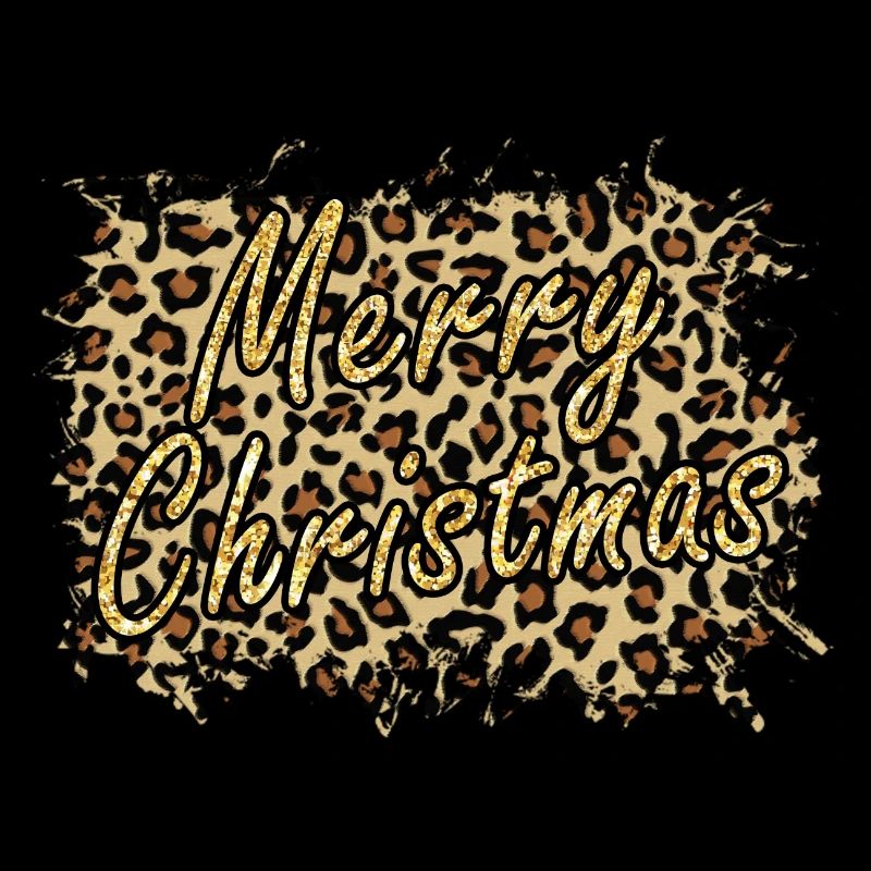 Joyeux Noël Golden Leopard Print