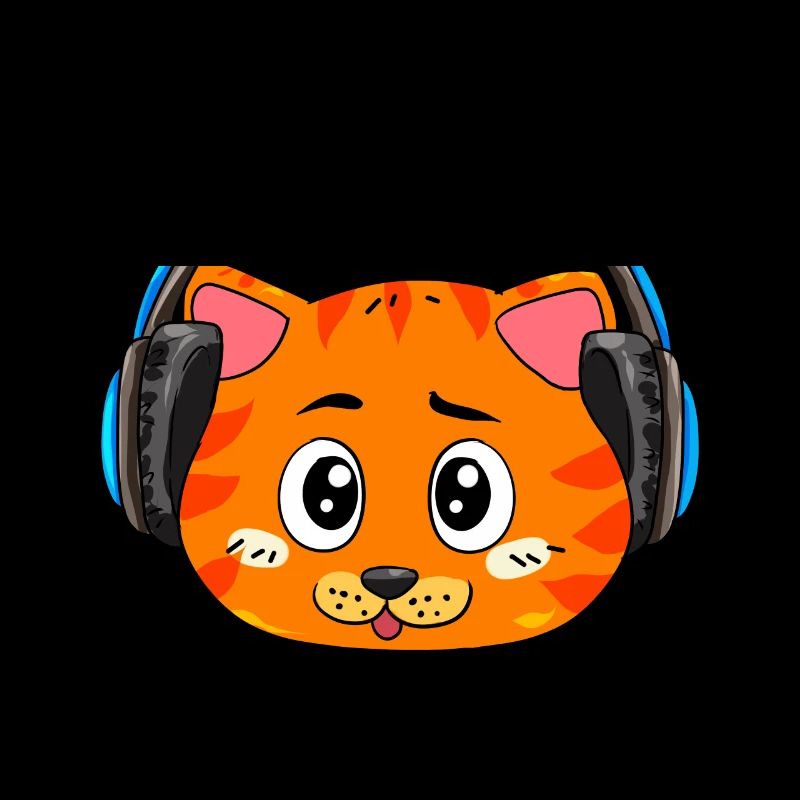 Chat avec écouteurs