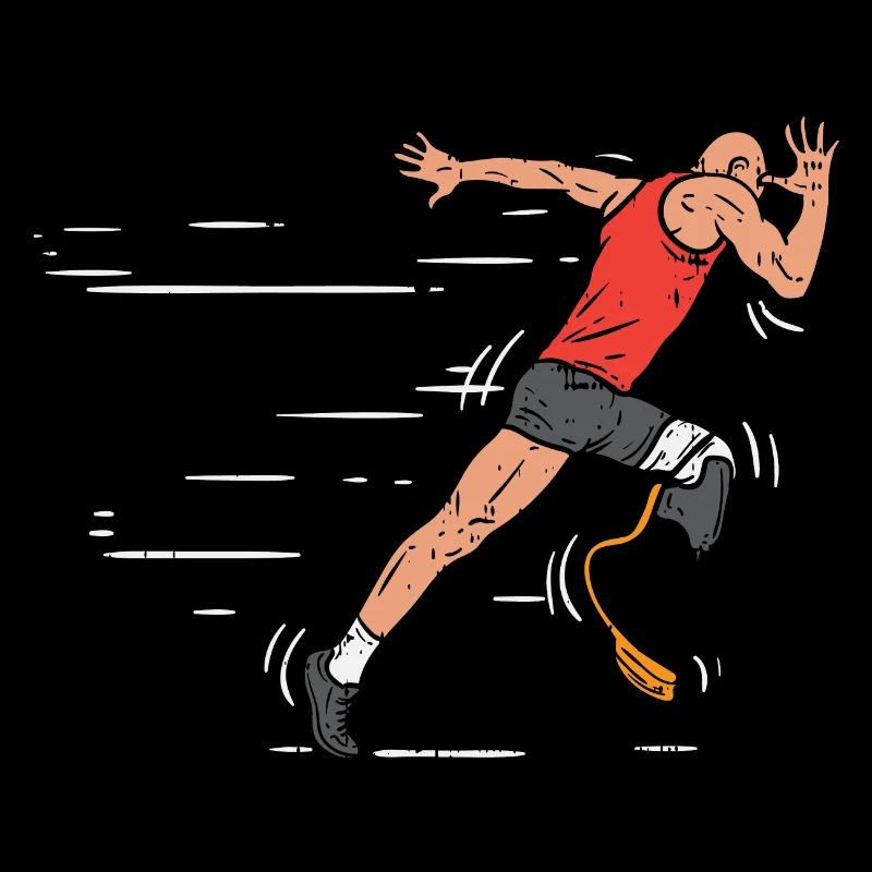 Legless runner - amputated prosthesis