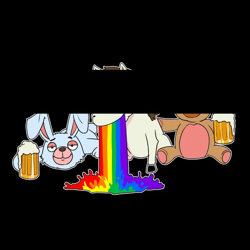 Rainbow Pferd Bär Hase Junggesellenabschied Bier