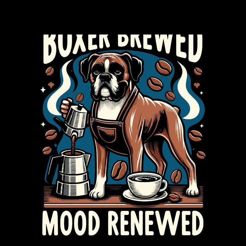 Boxer Brewed Mood Renewed Caffeine Lover Dog