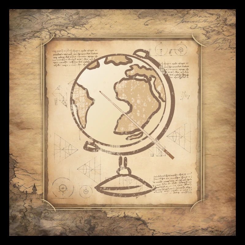 Geography - Globe & Pointer / Vintage Art