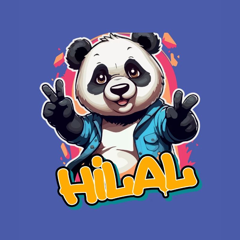 HILAL - Handsome Boy Name with Cool Panda