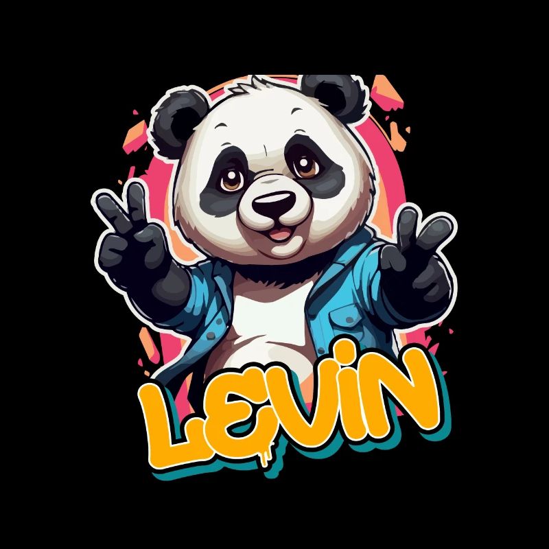 LEVIN - Handsome Boy Name with Cool Panda