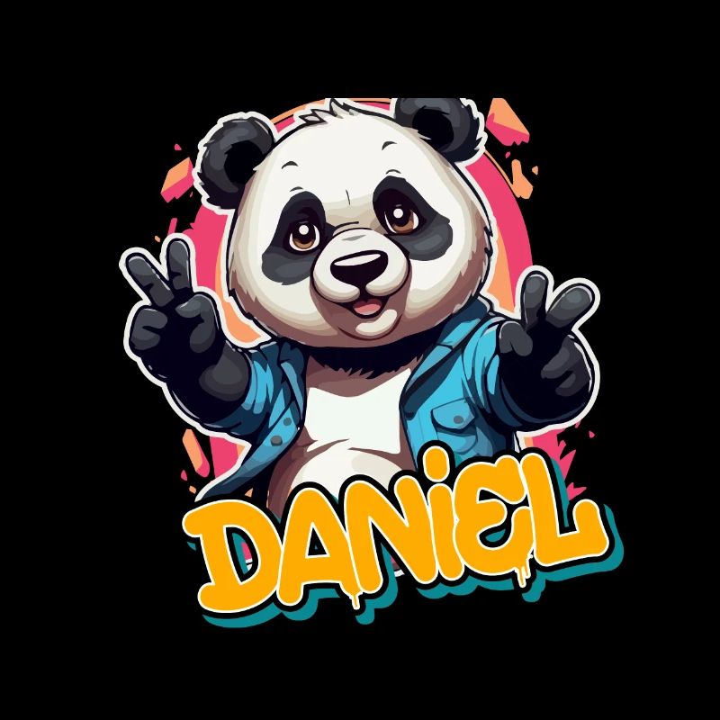 DANIEL - Handsome Boy Name with Cool Panda