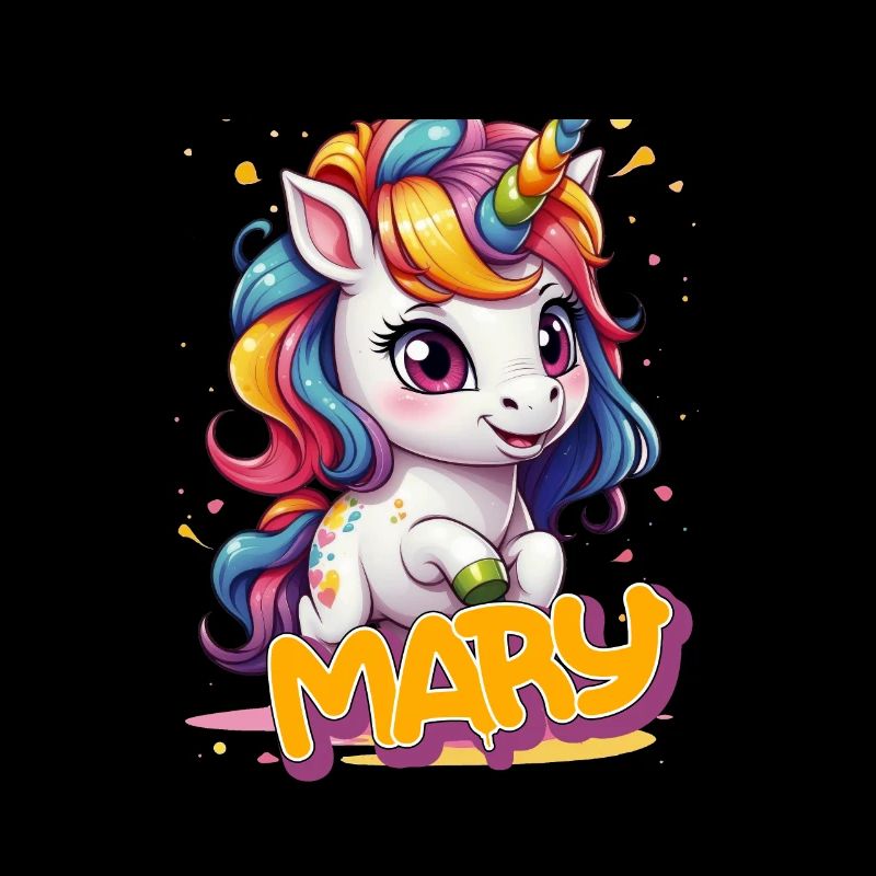 MARY - Schöner Mädchen Name mit süßem Einhorn