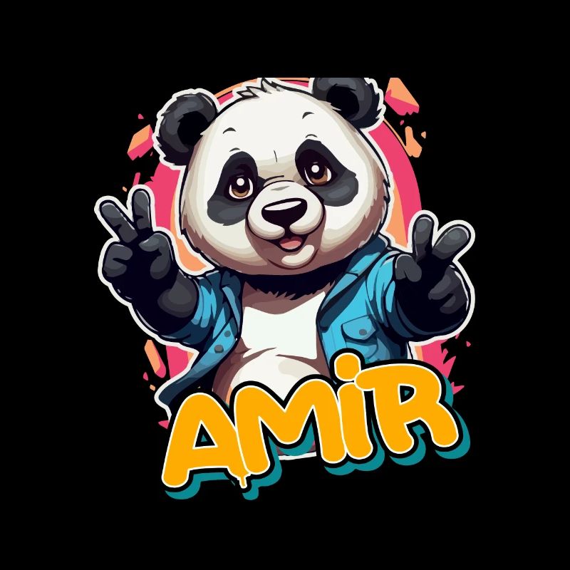 AMIR - Handsome Boy Name with Cool Panda