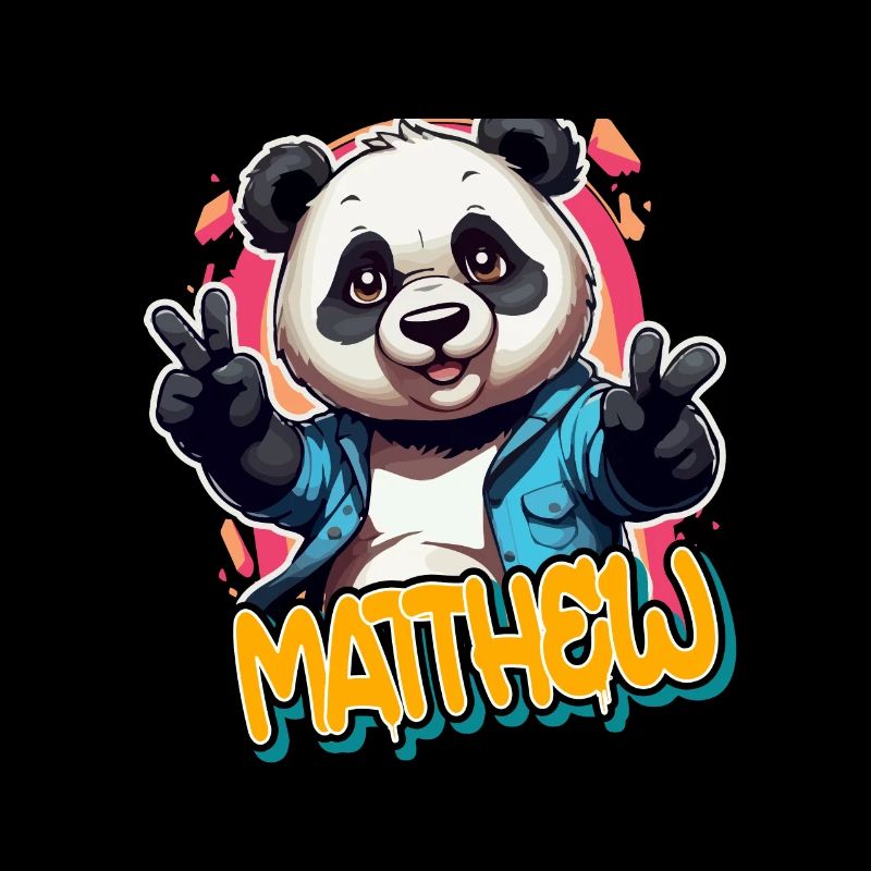 MATTHEW - Beau nom de garçon avec Cool Panda