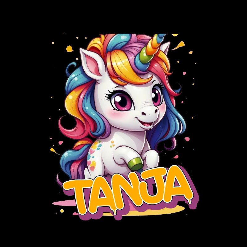 TANJA - Schöner Mädchen Name mit süßem Einhorn