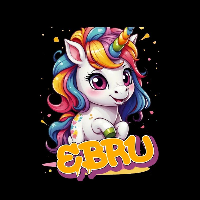 EBRU - Schöner Mädchen Name mit süßem Einhorn
