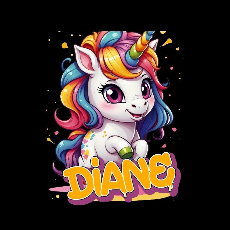 DIANE - Schöner Mädchen Name mit süßem Einhorn