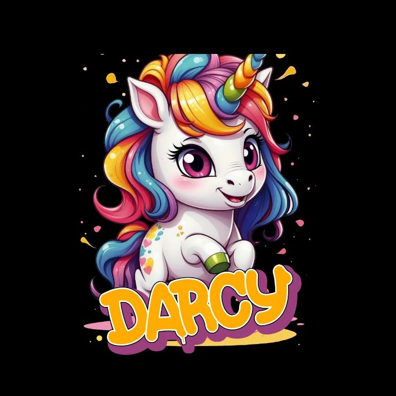 DARCY - Schöner Mädchen Name mit süßem Einhorn