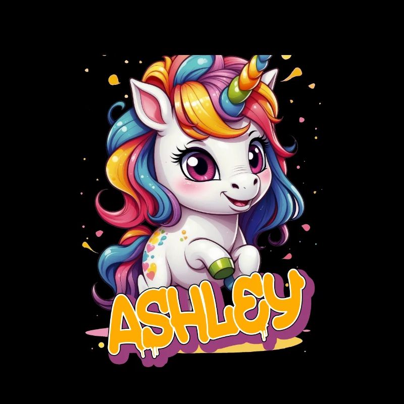 ASHLEY - Schöner Mädchen Name mit süßem Einhorn