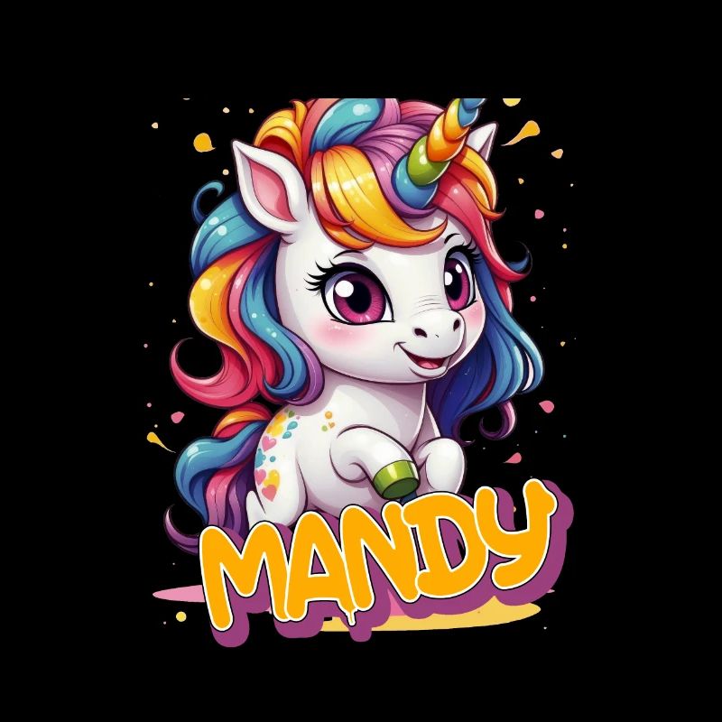 MANDY - Schöner Mädchen Name mit süßem Einhorn