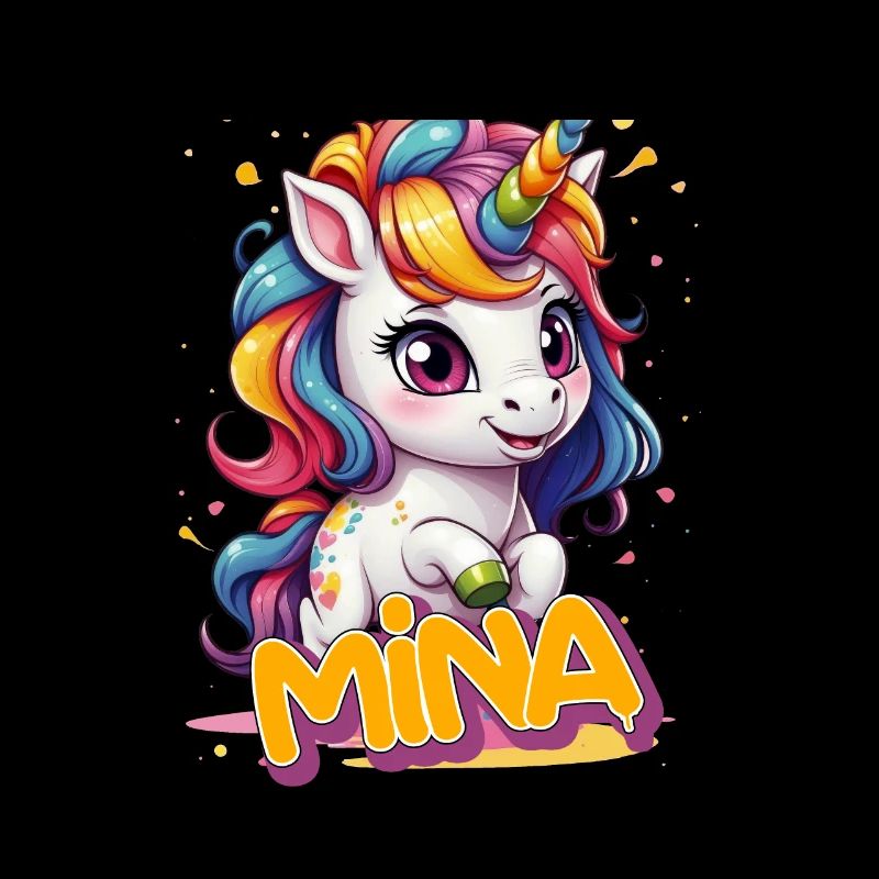 MINA - Schöner Mädchen Name mit süßem Einhorn