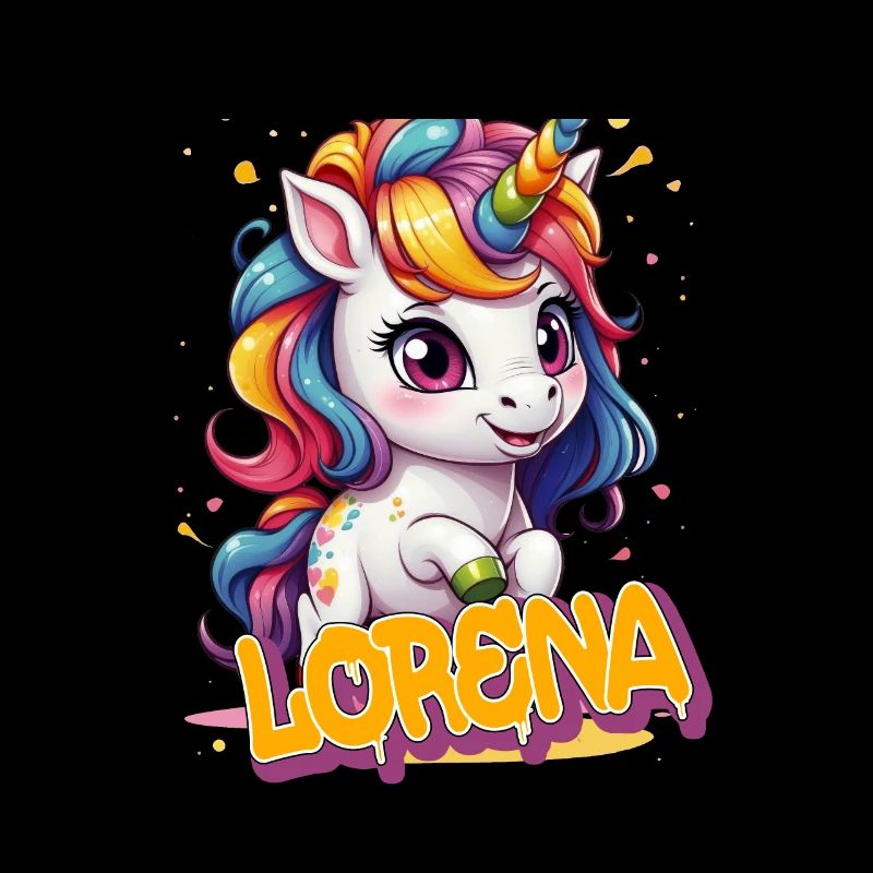 LORENA - Schöner Mädchen Name mit süßem Einhorn