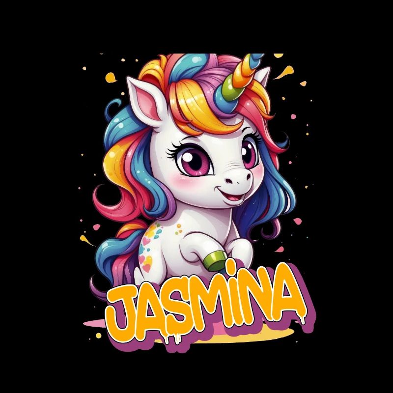 JASMINA - Schöner Mädchen Name mit süßem Einhorn