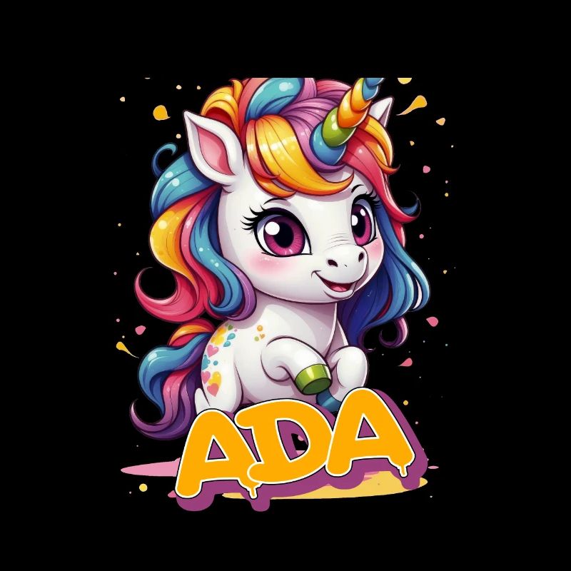 ADA - Schöner Mädchen Name mit süßem Einhorn